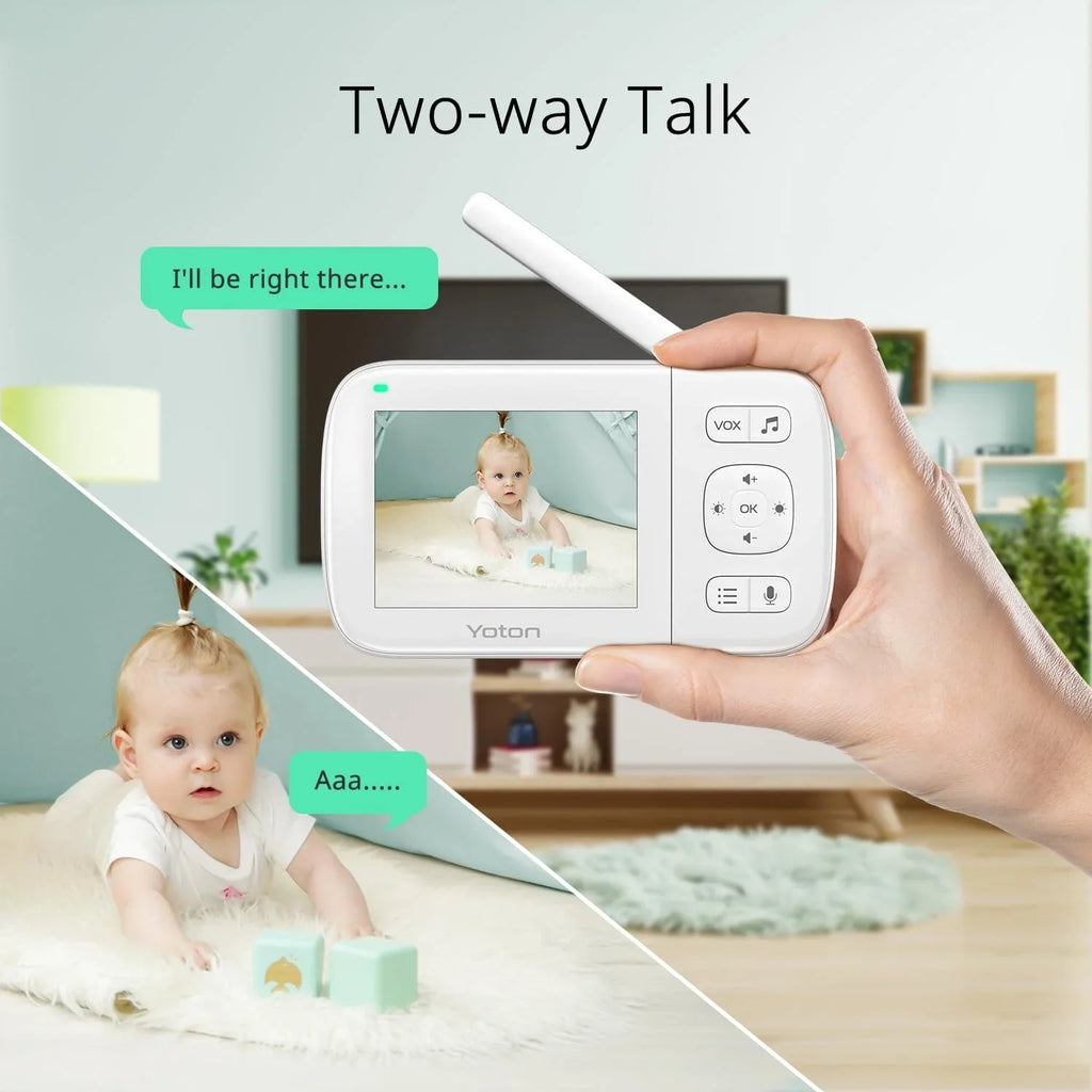 Yoton Baby Monitor with Camera, 3.5-inch LCD Display Home Security, 2.4GHz Wireless Digital Transmission, VOX Mode, Temperature Sensor, Night Vision, 8 Lullabies, Two Way Talk