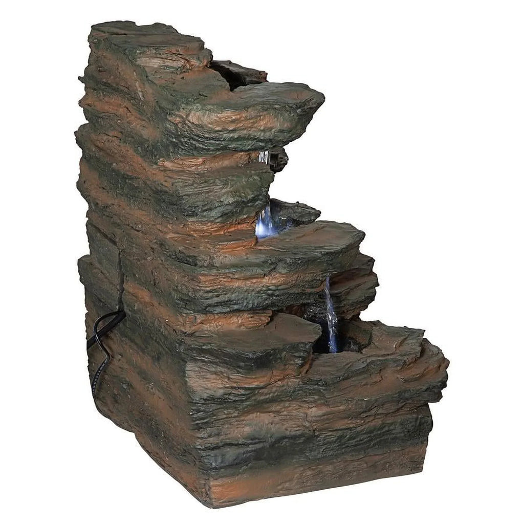 Design Toscano Ramrod Bluffs Cascading Fluid Illuminated Tabletop Fountain