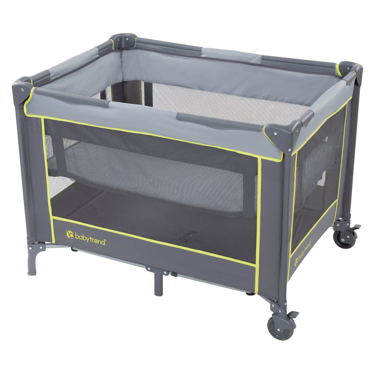Baby Trend Flat Portable Playard with Bassinet – Twinkle Lime Green, Unisex