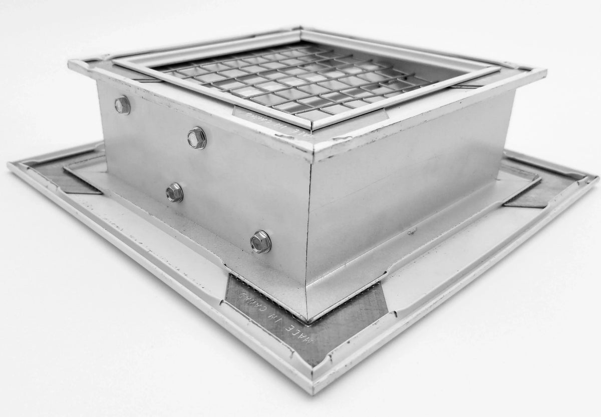 6"w X 6"h Aluminum Exterior Vent for Walls & Crawlspace - Rain & Liquid Air Vent with Display Mesh - HVAC Grille - White [Outer Dimensions 7.5”w x 7.5”h]