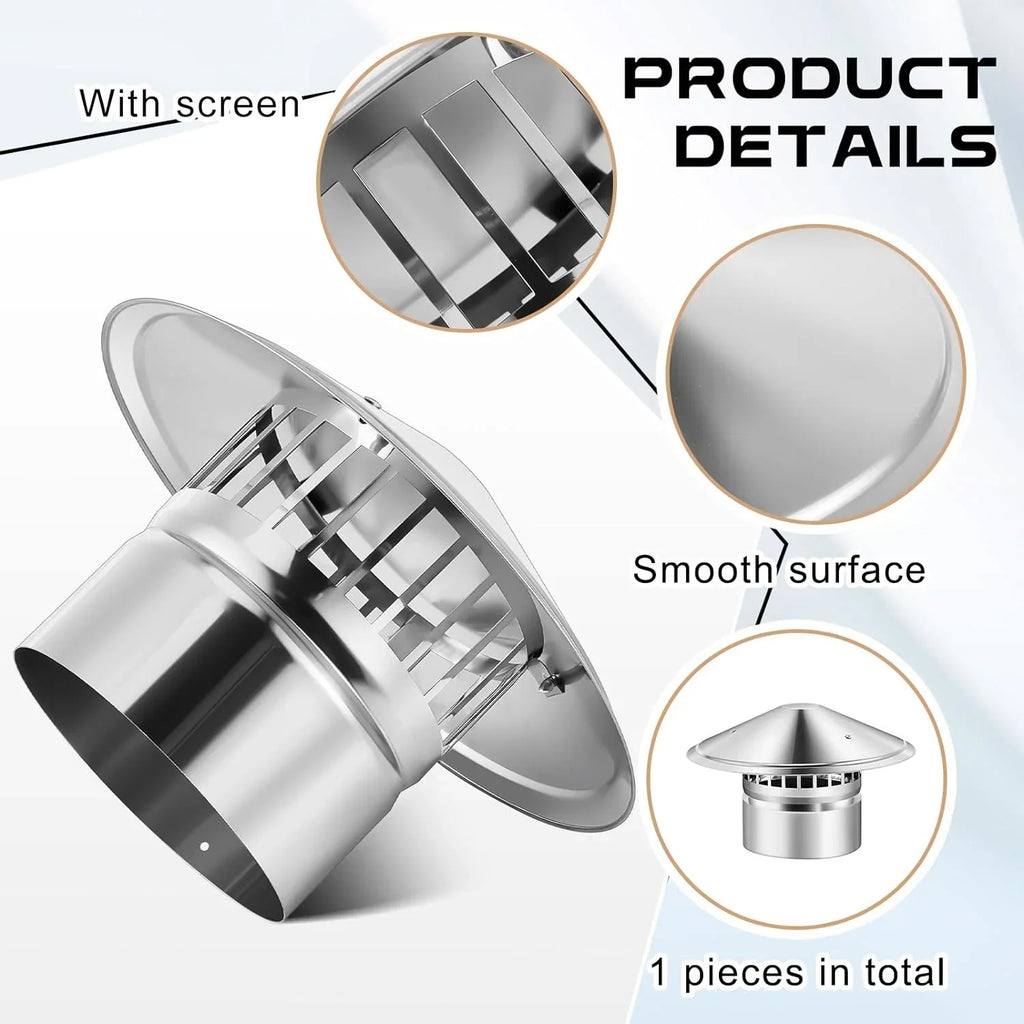 6 Inch Cone Top Chimney Cap Stainless Steel Cone Cap with Monitor Chimney Cover Outside Roof Silver Fireplace Monitor Cover Exterior Stove Channel Topper for Vent Flue Family Kitchen Cooking