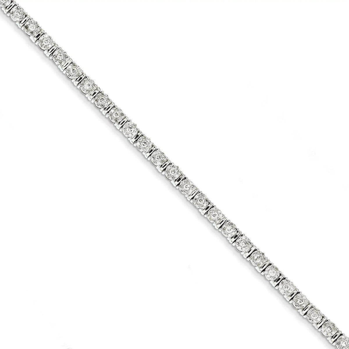 14k White Gold Diamond Tennis Bracelet. Carat Wt- 2ct