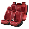 Coverado Red Car Seat Covers for Women, 5 Seats Leather & Fabric Full Set Front Back Auto Seat Protectors, Breathable Car Interior Universal Fit Most Sedans SUV Pickup Trucks