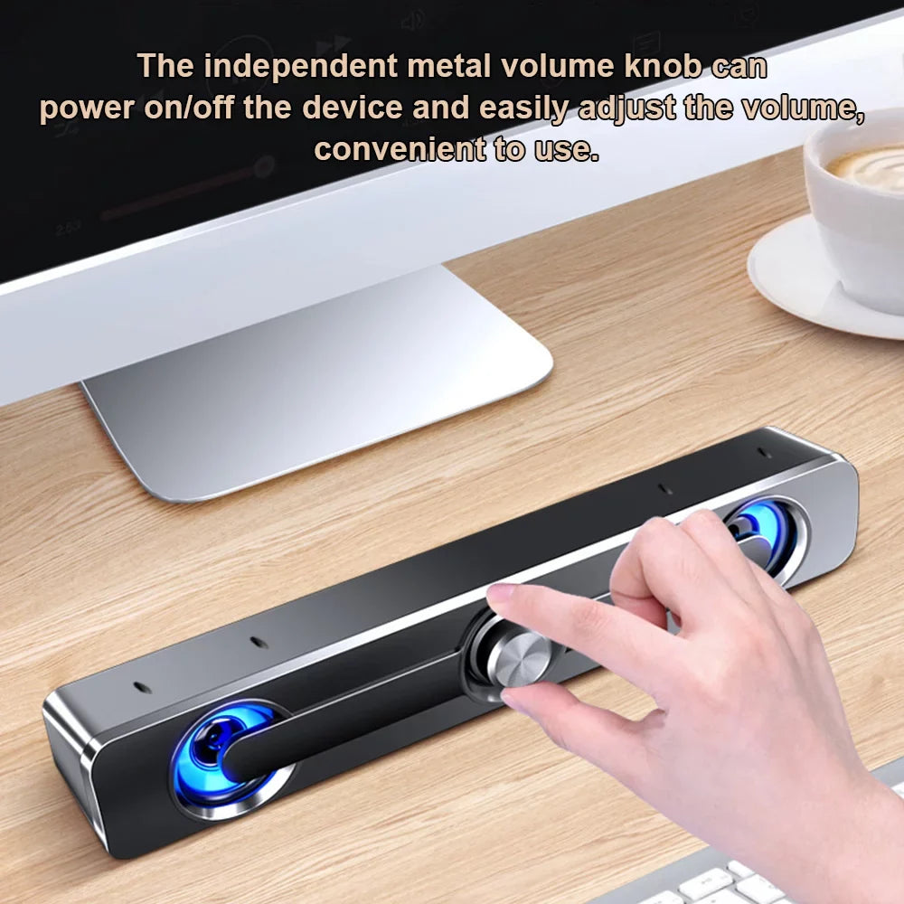 Andoer V-111 Computer Speaker USB Wired Powerful Bar Stereo Subwoofer Bass Speaker Surround Sound Box for PC Mobile pc Phone Tablet MP3 MP4