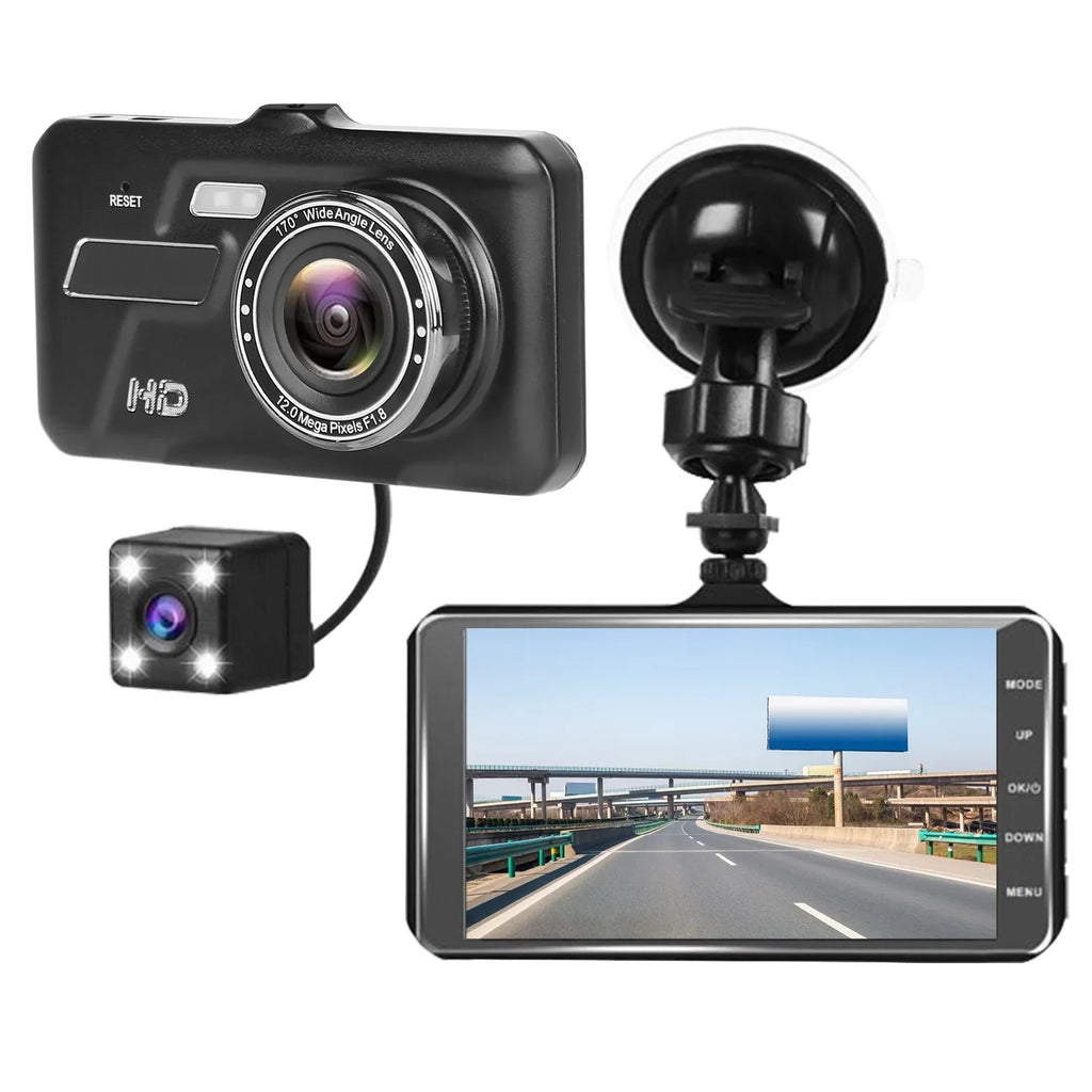 Front and Rear 1080P Dashcams for Cars iMounTEK Dual Dash Cam with 4in Touch IPS Display Car Camera Driving Recorder for Taxi