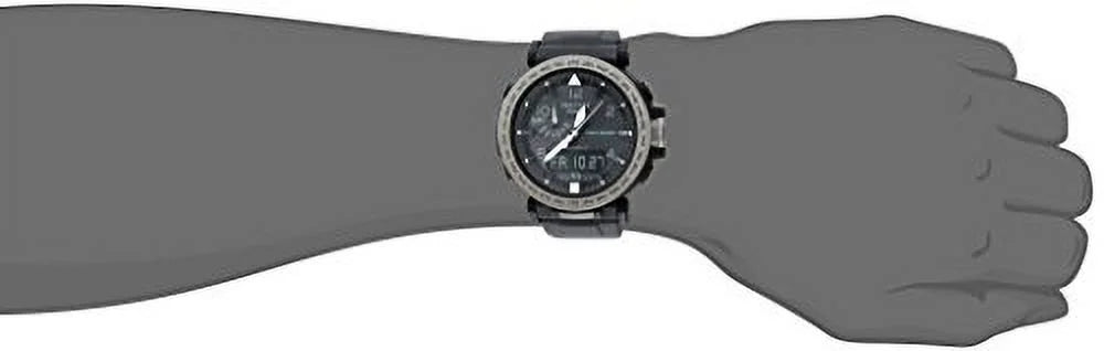 Casio Men's Pro Trek Solar Powered Triple Sensor Watch, Black Silicone Strap