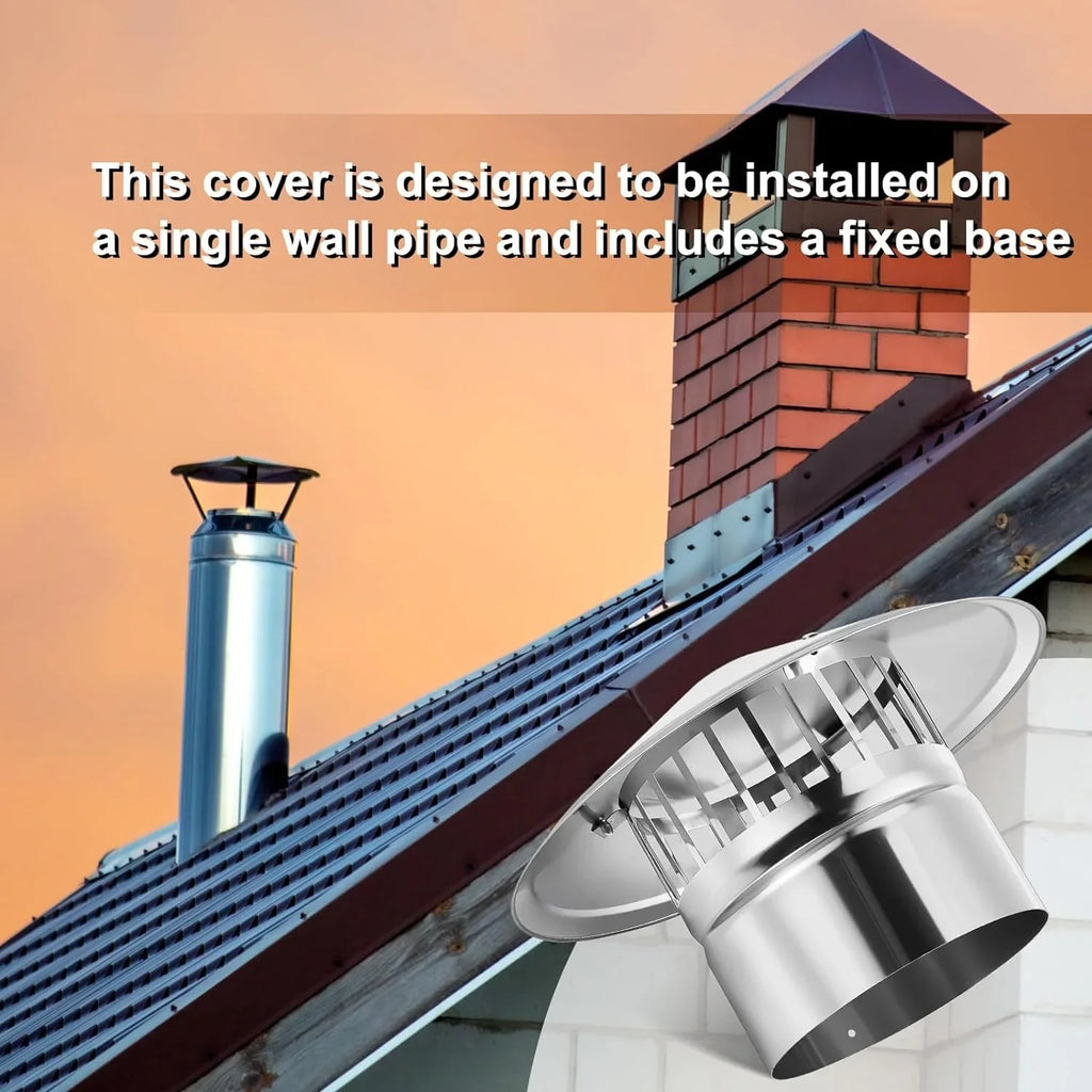 6 Inch Cone Top Chimney Cap Stainless Steel Cone Cap with Monitor Chimney Cover Outside Roof Silver Fireplace Monitor Cover Exterior Stove Channel Topper for Vent Flue Family Kitchen Cooking