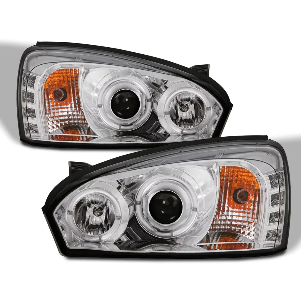 AKKON - For 2004-2007 Chevy Malibu LED Dual Halo DRL Projector Headlights Chrome Housing w/ Turn Signal Lamps