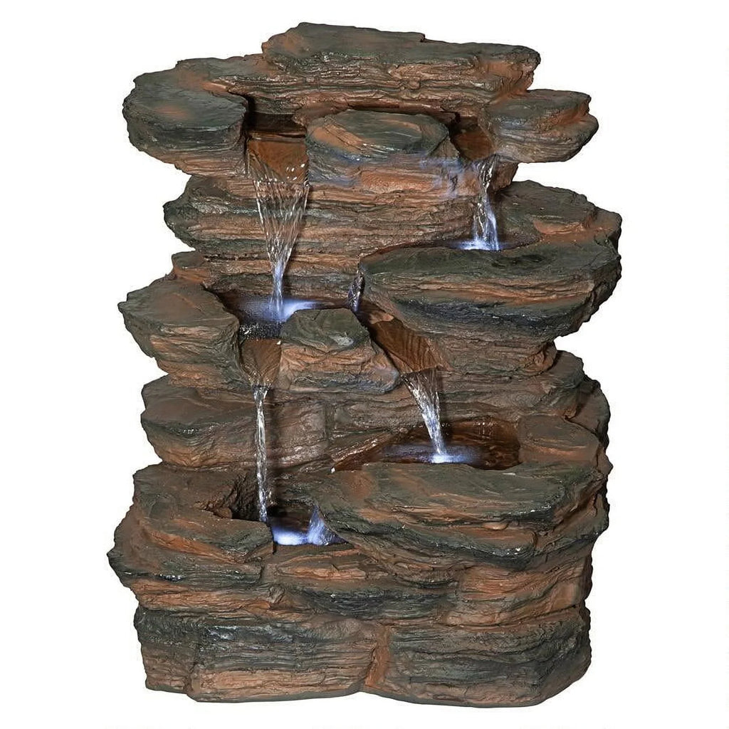 Design Toscano Ramrod Bluffs Cascading Fluid Illuminated Tabletop Fountain
