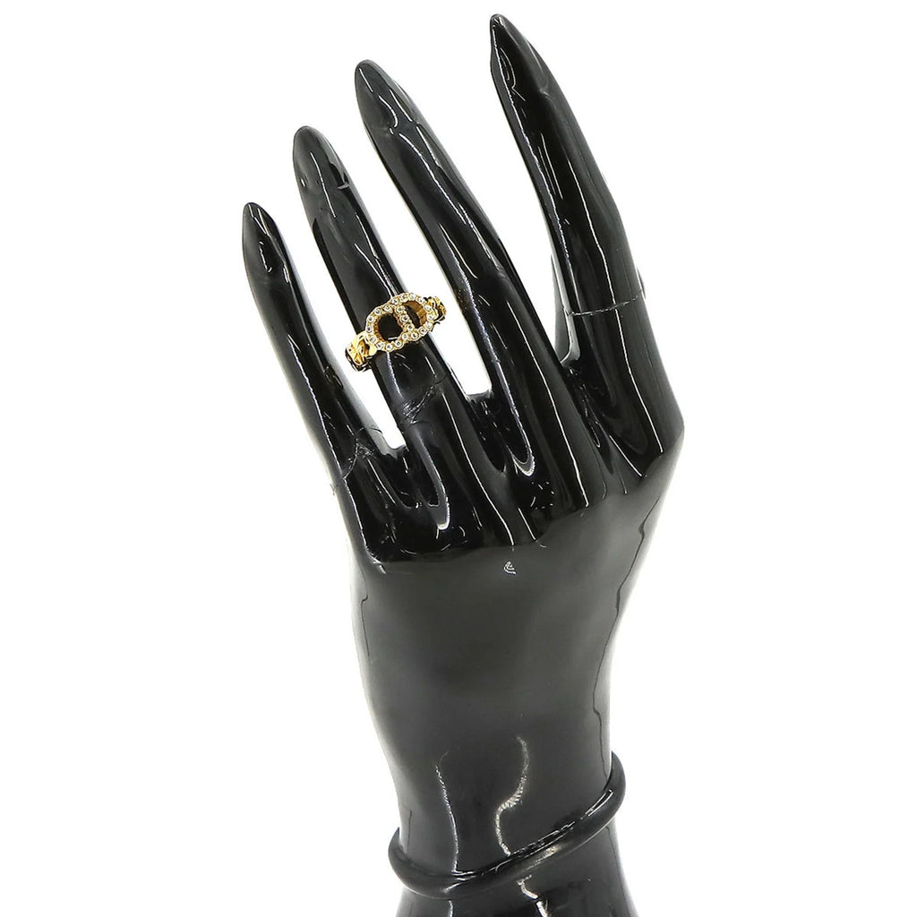 Pre-Owned Christian Dior Clair D Lune Ring Gold Rhinestone S (Like New)