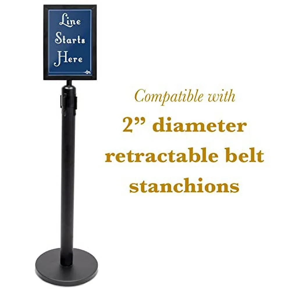 8.5" x 11" Stanchion Sign Holder - Double-Sided Black Metal Portrait Frame for 2" Diameter Retractable Belt Stanchions by Pudgy Pedro's Party Supplies