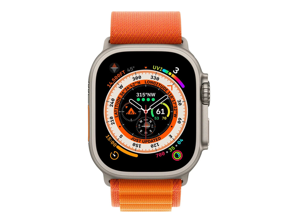 Watch Ultra - 49 mm - titanium - smart watch with Alpine Loop - textile - orange - band size: M - 32 GB - Wi-Fi, LTE, UWB, Bluetooth - 4G - 2.16 oz