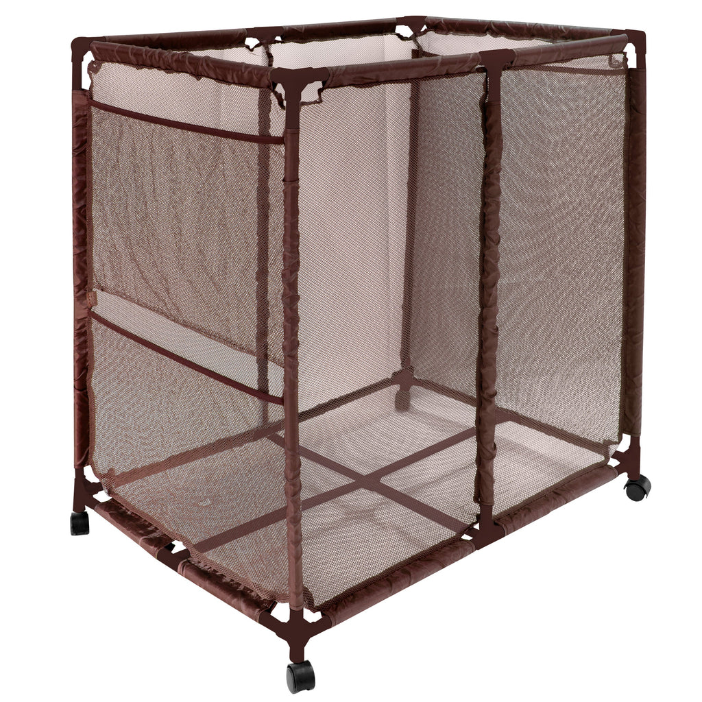 Essentially Yours Pool Floats, Balls, Toys and Equipment Rolling Mesh Organizer Storage Bin, Large, (35" W x 25.4" L x 37.5" H), (Brown), Style 455102