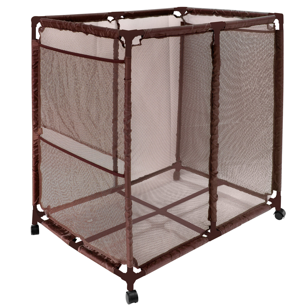 Essentially Yours Pool Floats, Balls, Toys and Equipment Rolling Mesh Organizer Storage Bin, Large, (35" W x 25.4" L x 37.5" H), (Brown), Style 455102