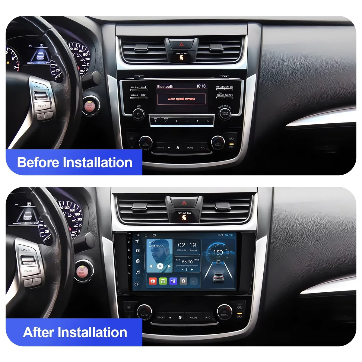 9 inches Android 12 Double Din Car Stereo for Nissan Altima 2014-2018 IPS Display Monitor Car Radio with Carplay & Android Auto Support Backup Camera GPS FM Navi BT 8 core(4+32G)