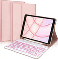 Kvago iPad Keyboard Case for iPad Air 5th Gen 2022 Bluetooth Keyboard Built-in Pencil Holder Pink