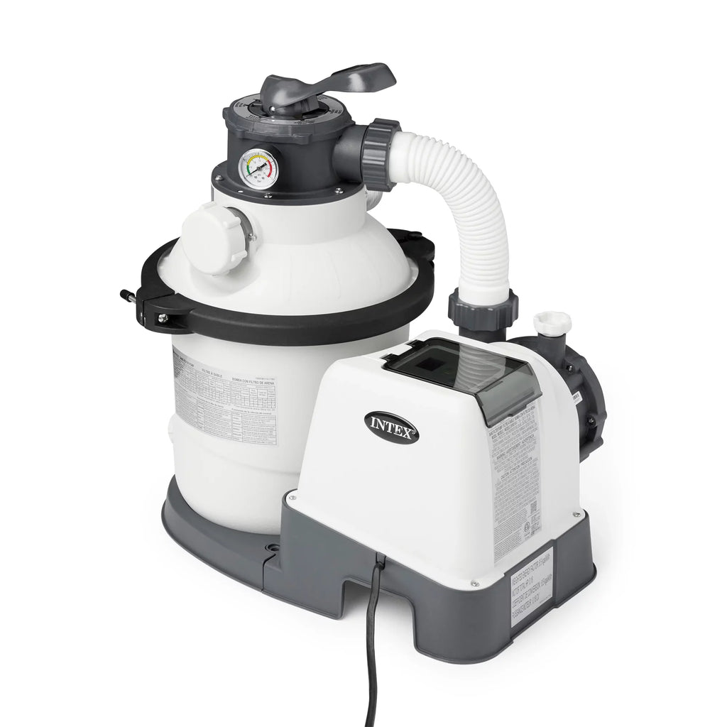 Intex10 inch Krystal Clear Sand Filter Pool Pump, 1500 Gph Motor 1200 GPH System Flow Rate with GFCI, 110-120 V