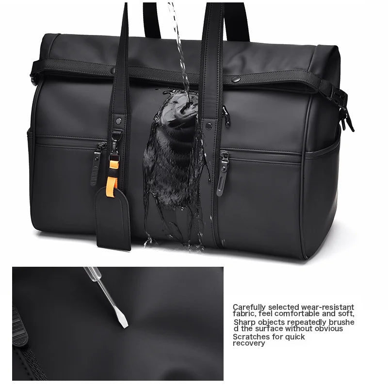 Fluid Travel Bag Dry And Wet Separation Leather Feel Large Capacity Business Trip Handbag Men'S And Women'S Luggage Bag Sports And Fitness Bag