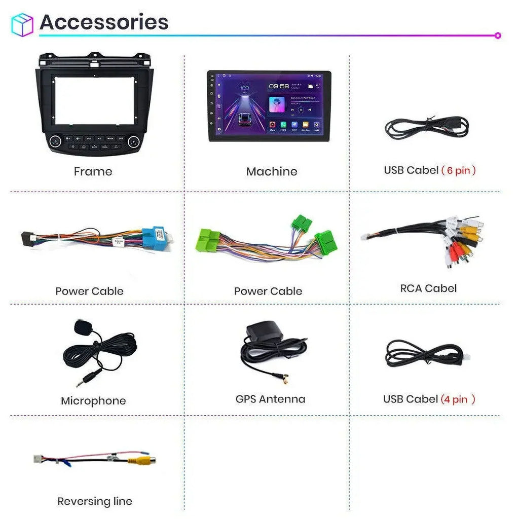 2+32G for Honda Accord 2003 to 2007 Wireless Carplay Android Auto Mirror Link 10.1'' Monitor Car Stereo Radio Android 13 Bluetooth GPS Wifi Hifi, AHD Backup Camera