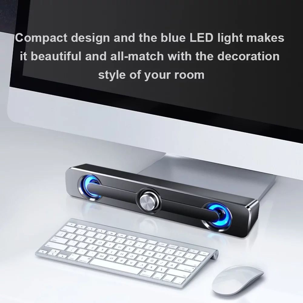 Wired Speaker, V-111 Computer Speaker USB Wired Powerful Bar Stereo Subwoofer Bass Speaker Surround Sound Box for PC Portable computer Phone Tablet MP3 MP4