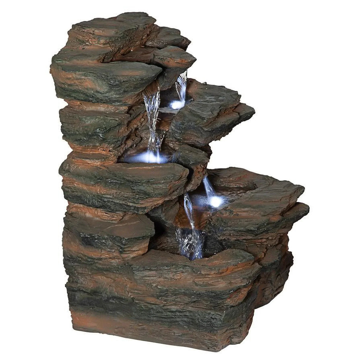 Design Toscano Ramrod Bluffs Cascading Fluid Illuminated Tabletop Fountain