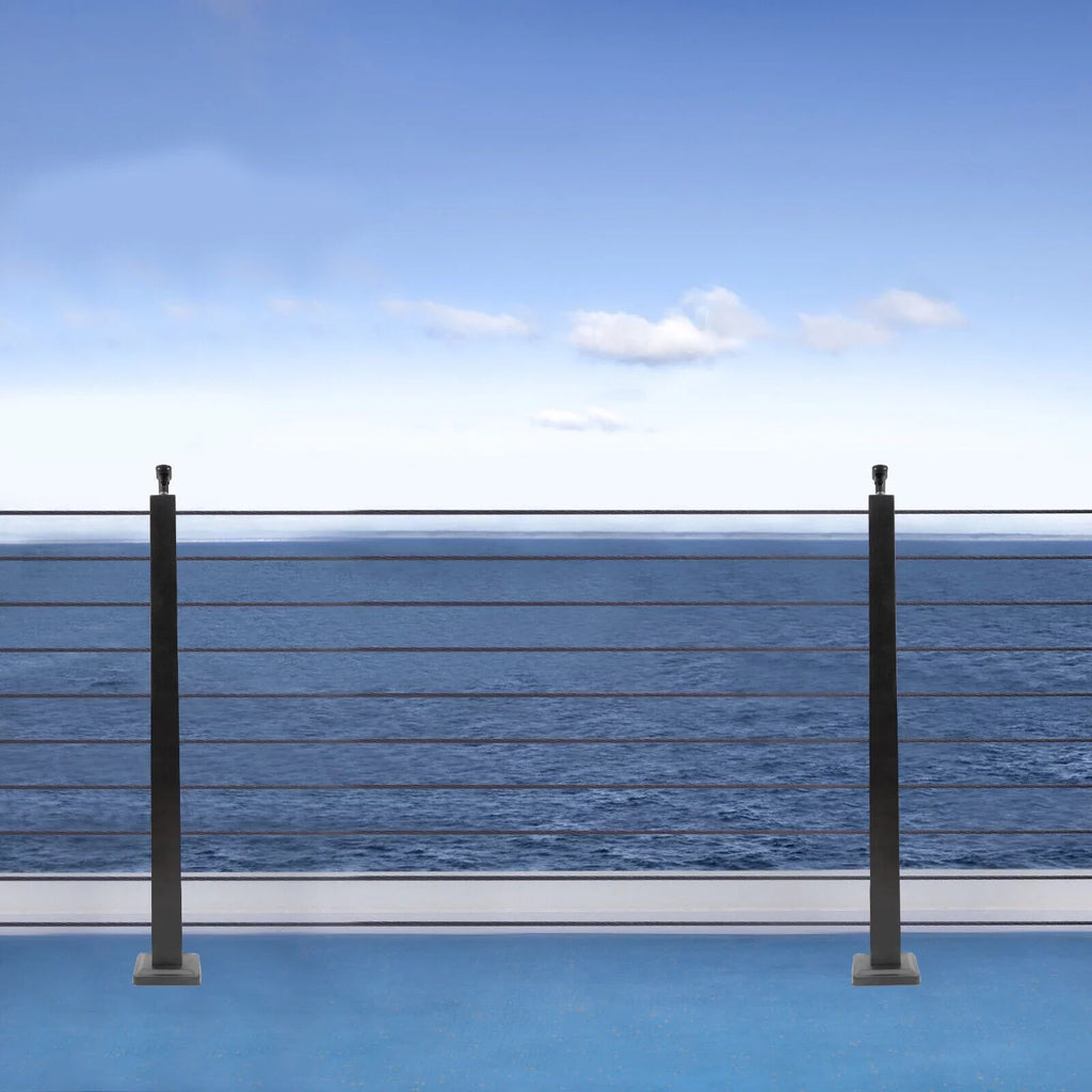 Stainless Steel Cable Railing Post Square Fence Post Level Two Sides Pre-Drilled for Wood Concrete Level Deck Cable Railing System 36''x2''x2''