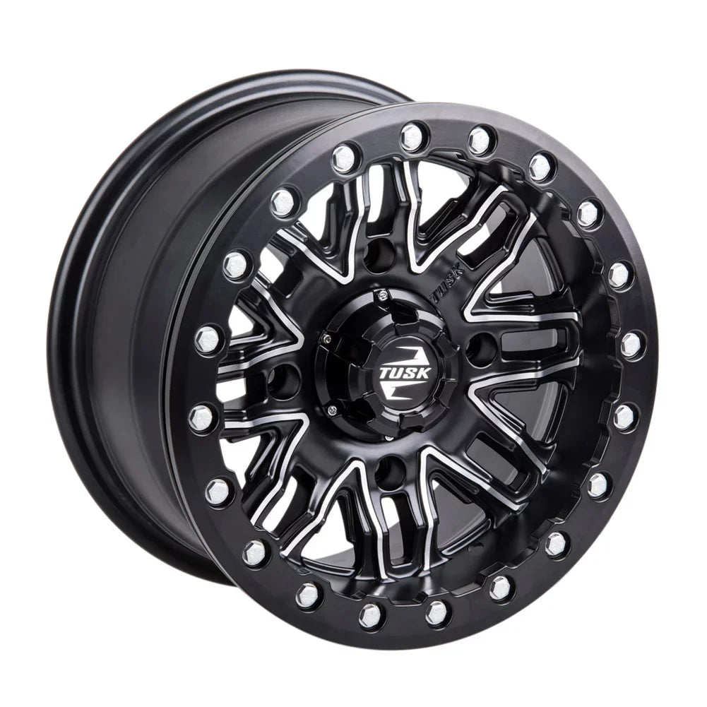 4/156 Tusk Nebo Beadlock Wheel 14x7 4.0 + 3.0 Machined/Black For Yamaha Wolverine RMAX 2 1000 Sport 2022