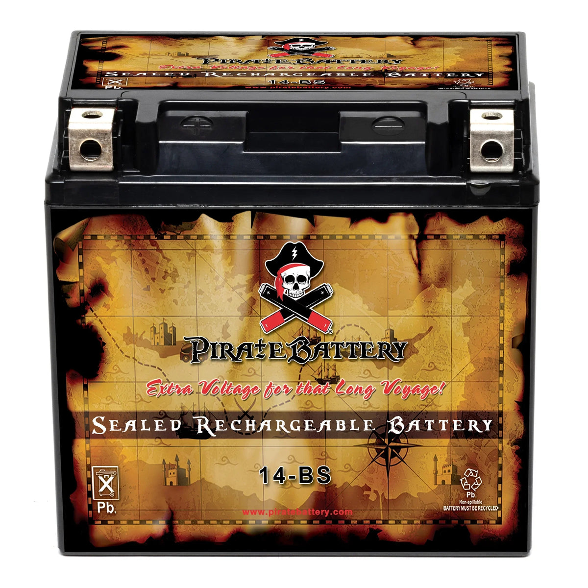 Pirate Battery YTX14-BS (14-BS 12 Volt,12 Ah, 200 CCA) Motorcycle Battery for Honda 1100cc Vt1100c, C3, T Shadow (spirit, Aero, A. C. E. Tourer) 2007