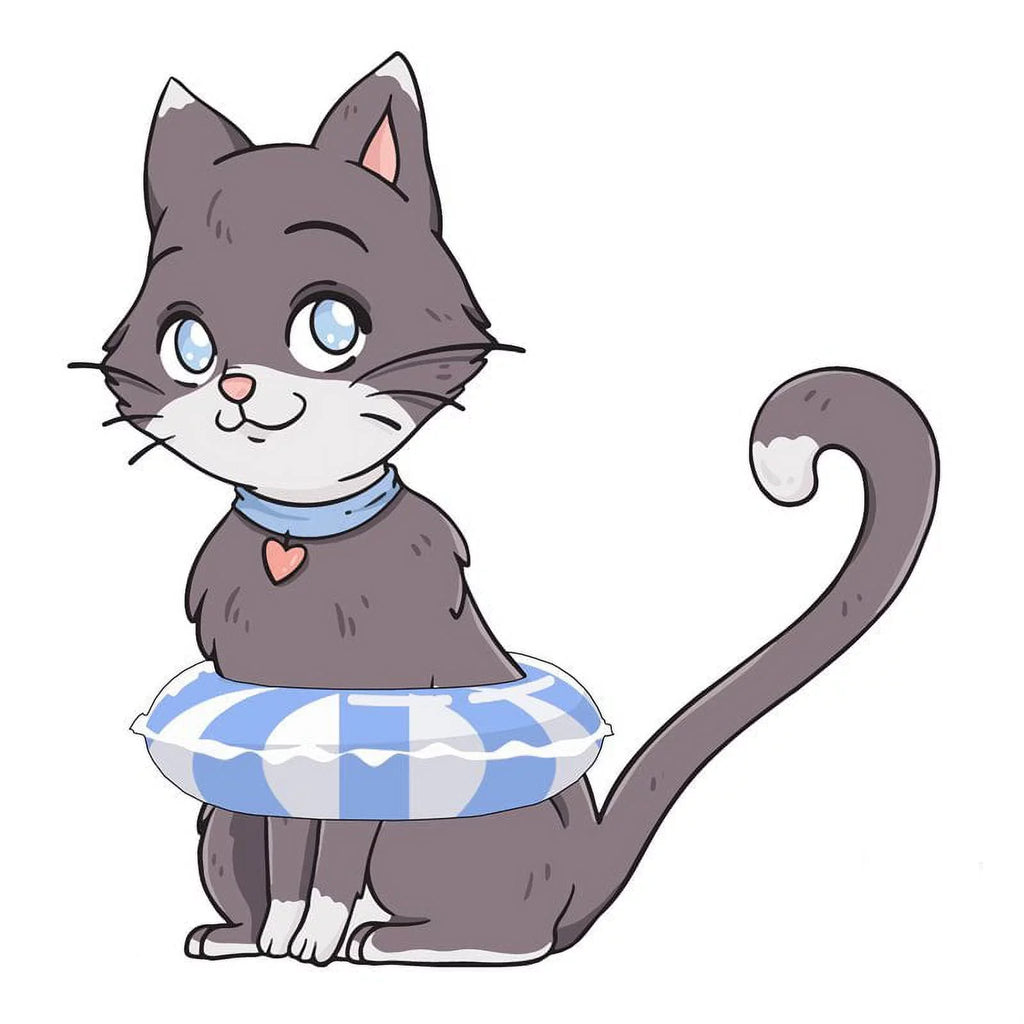 Slick Woody's 30" Kitten Vinyl Liquid Pool Mat Tattoo in Gray