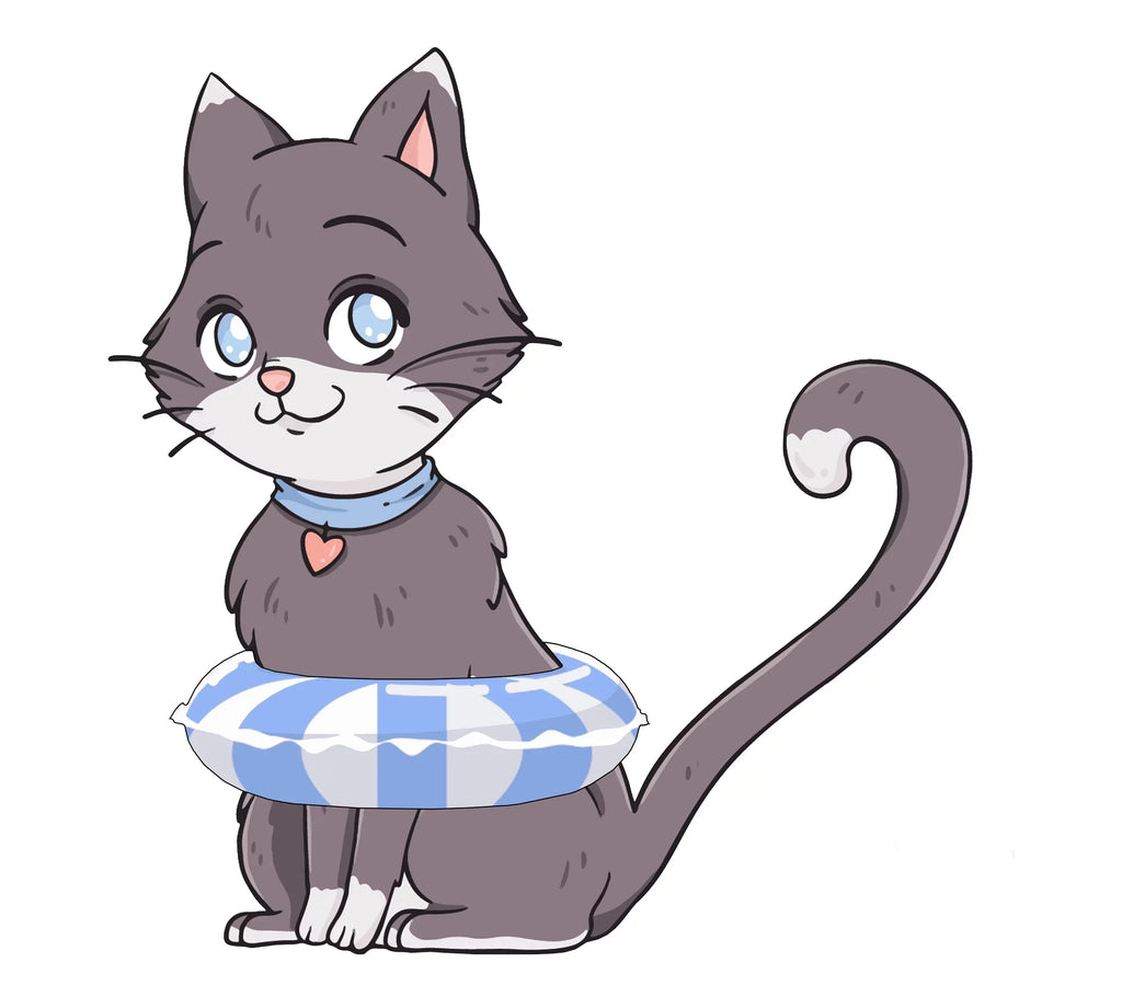 Slick Woody's 30" Kitten Vinyl Liquid Pool Mat Tattoo in Gray