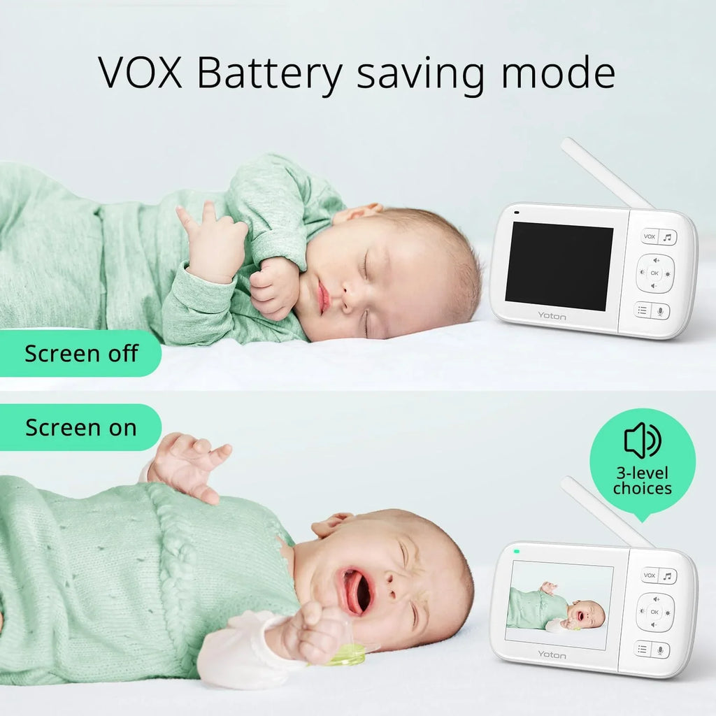 Yoton Baby Monitor with Camera, 3.5-inch LCD Display Home Security, 2.4GHz Wireless Digital Transmission, VOX Mode, Temperature Sensor, Night Vision, 8 Lullabies, Two Way Talk