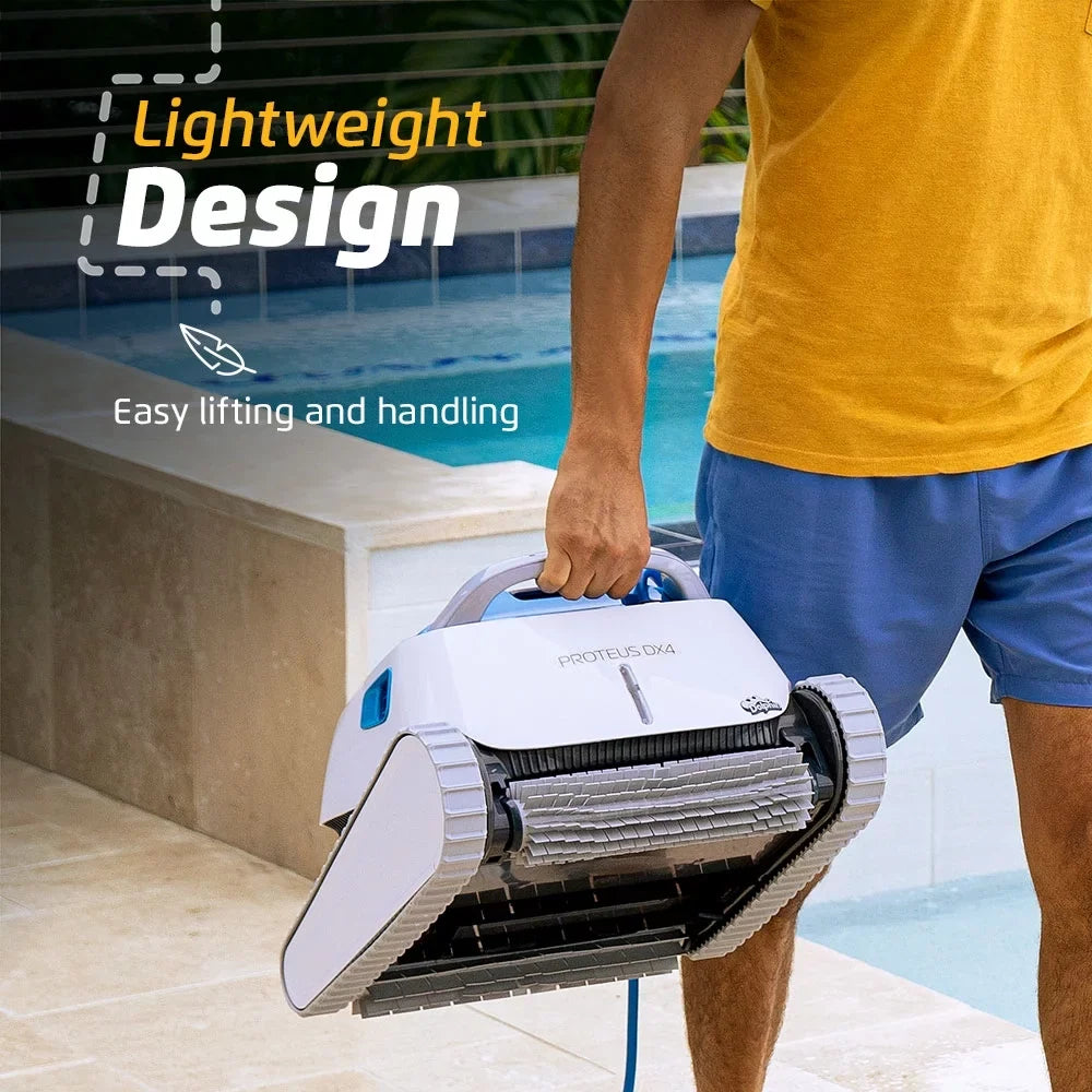 Dolphin Proteus DX4 Robotic Pool Vacuum Cleaner — Wall Climbing Capability — Powerful Fluid Scrubbing — Ideal for All Pool Types up to 50 FT in Length