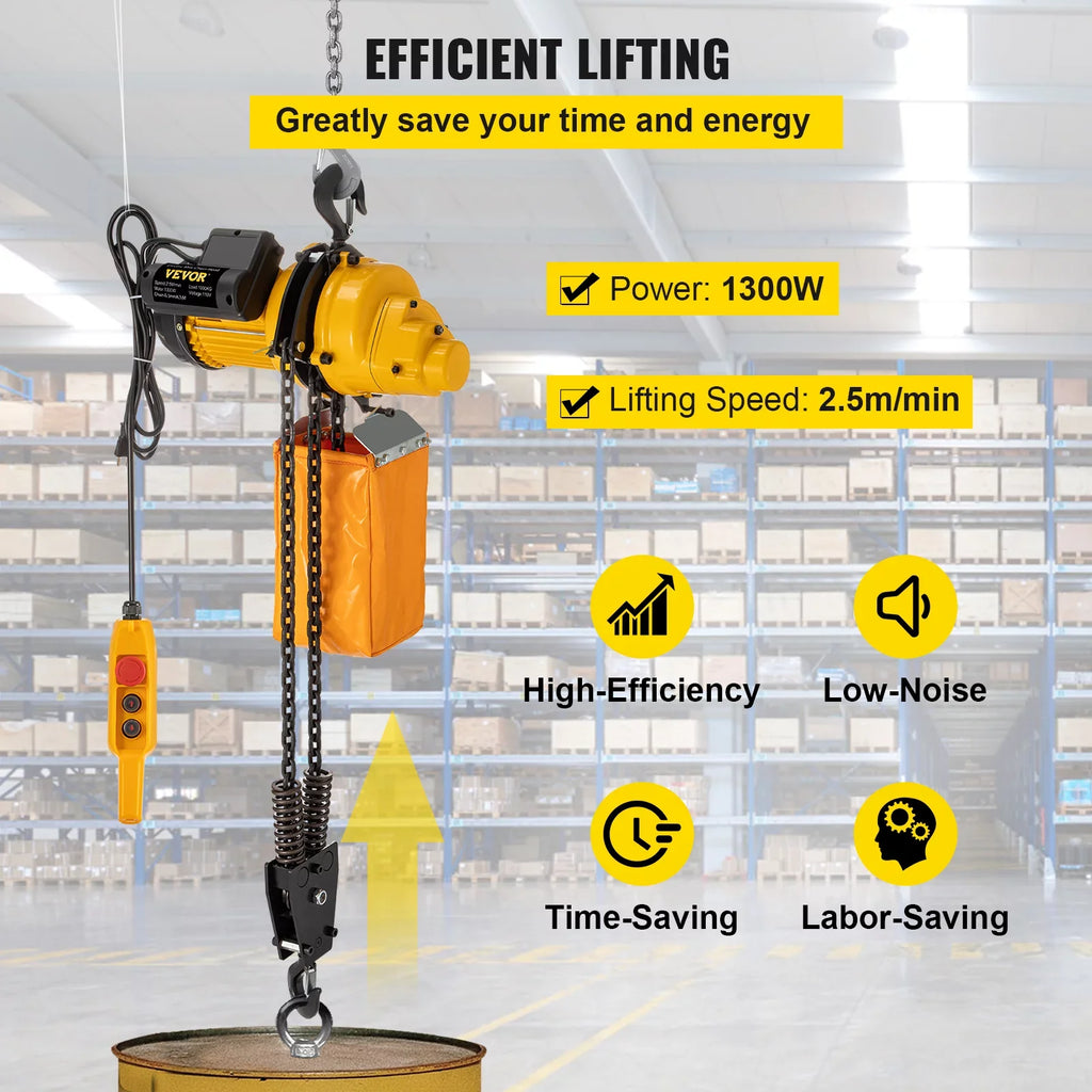 VEVOR Lift Electric Hoist, 2200 lbs Electric Winch w/ 10ft Wired Remote Control, 110V Overhead Crane Garage Ceiling Pulley Winch of 10ft Lift Height, Second-hand In Factories, Warehouses, Construction