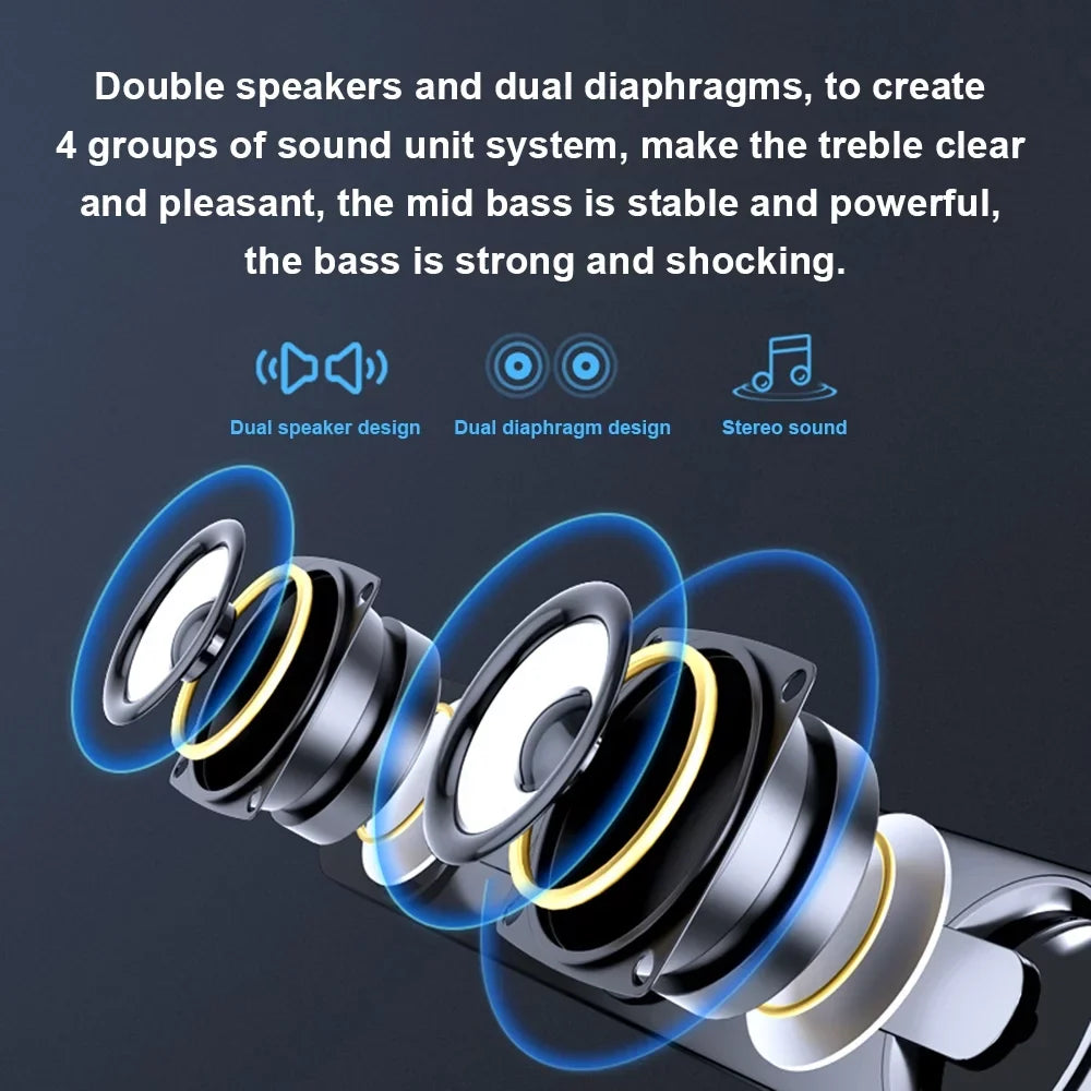 Wired Speaker, V-111 Computer Speaker USB Wired Powerful Bar Stereo Subwoofer Bass Speaker Surround Sound Box for PC Portable computer Phone Tablet MP3 MP4