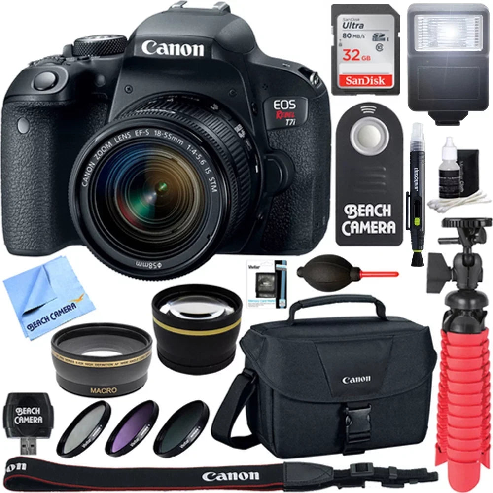 EOS Rebel T7i/800D DSLR Camera with 18-55mm Lens Memory & Flash Kit