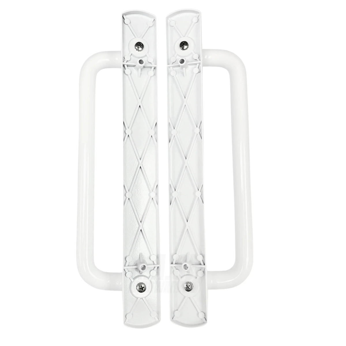 PGT 5400 Sliding Door Handle Set with Mortise Lock and Keys | White Handle Replacement for Patio Glass Door Repair 7-15/16 hole spacing 12.5 Faceplate Handle | (DH-489-WKA)