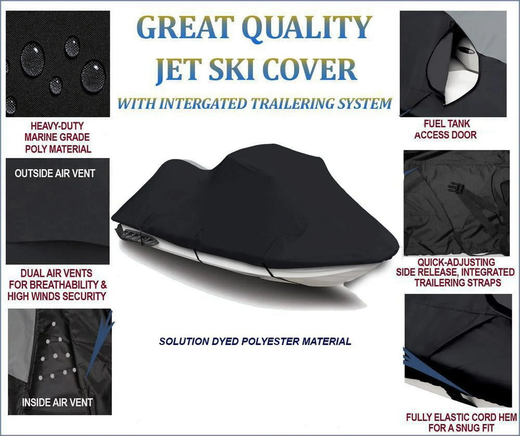 BLACK TOP OF THE LINE JET SKI Cover Compatible for YAMAHA XL 760 1998 1999 / XL 1200 1998 1999 2000 Jet Ski Fluid PWC Cover
