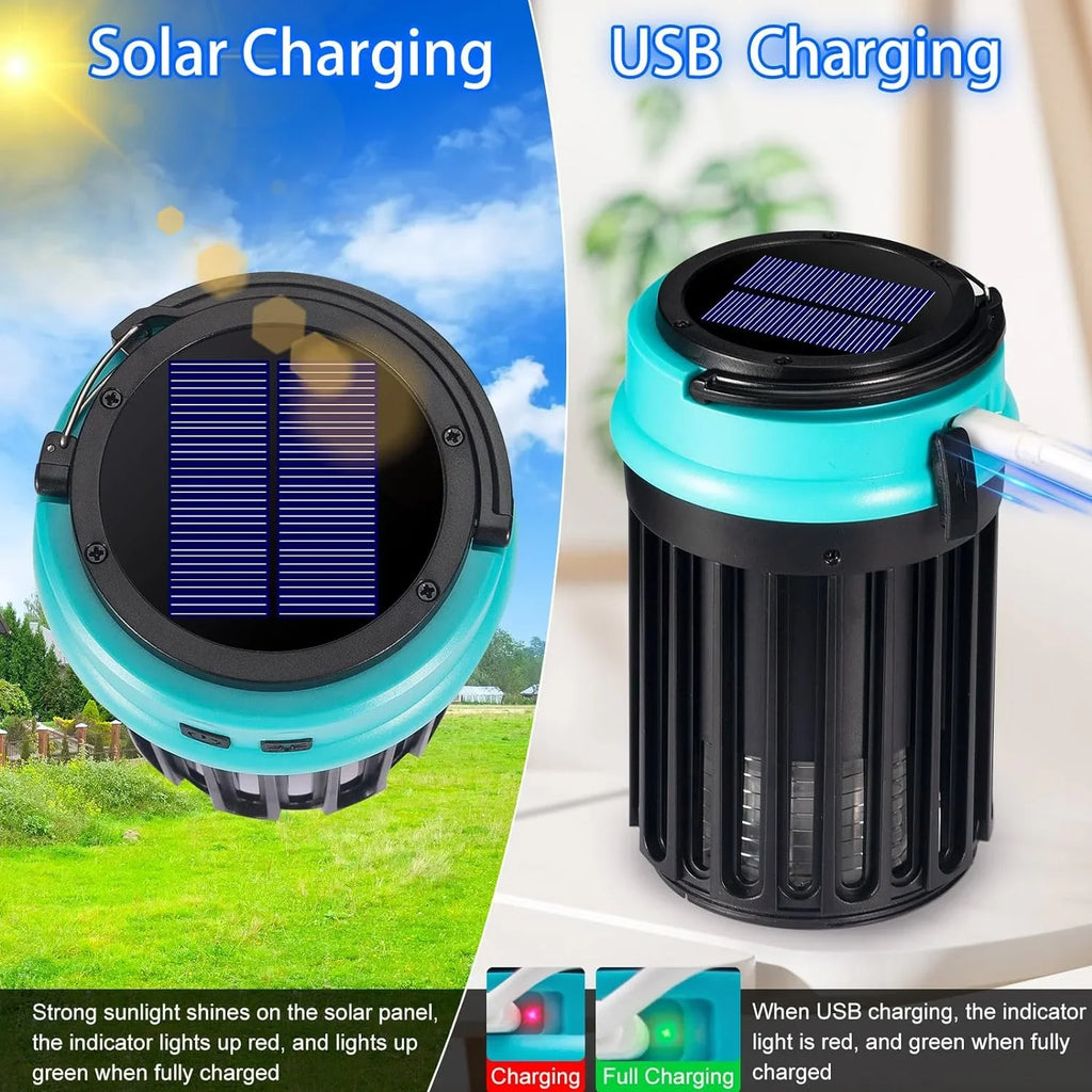 G·PEH 3 in 1 Bug Zapper, Rechargeable Bug Zapper Outdoor Indoor Fly Trap Fluid Mosquito Zapper with Emergency Light for Home, Solar Bug Zapper Outdoor for Home, Backyard, Camping