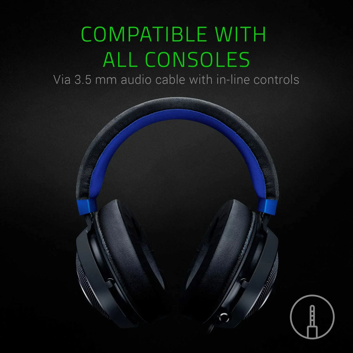 Second-hand Razer Kraken Gaming Headset: Lightweight Aluminum Frame, Retractable Noise Isolating Microphone, for PC, PS4, PS5, Switch, Xbox One, Xbox Series X & S, Mobile, 3.5 mm Audio Jack