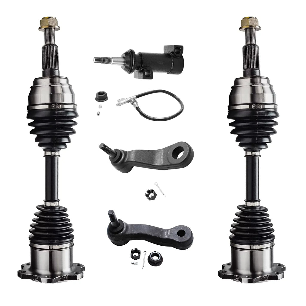 Detroit Axle - Front End 17pc Kit for 1999-2006 Chevy GMC Silverado Sierra 1500 Upper Control Arms w/Ball Joints CV Axles Wheel Hubs Replacement Sway Bar Links Tie Rods Steering Idler Pitman Arm