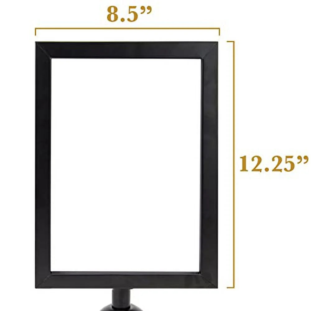8.5" x 11" Stanchion Sign Holder - Double-Sided Black Metal Portrait Frame for 2" Diameter Retractable Belt Stanchions by Pudgy Pedro's Party Supplies