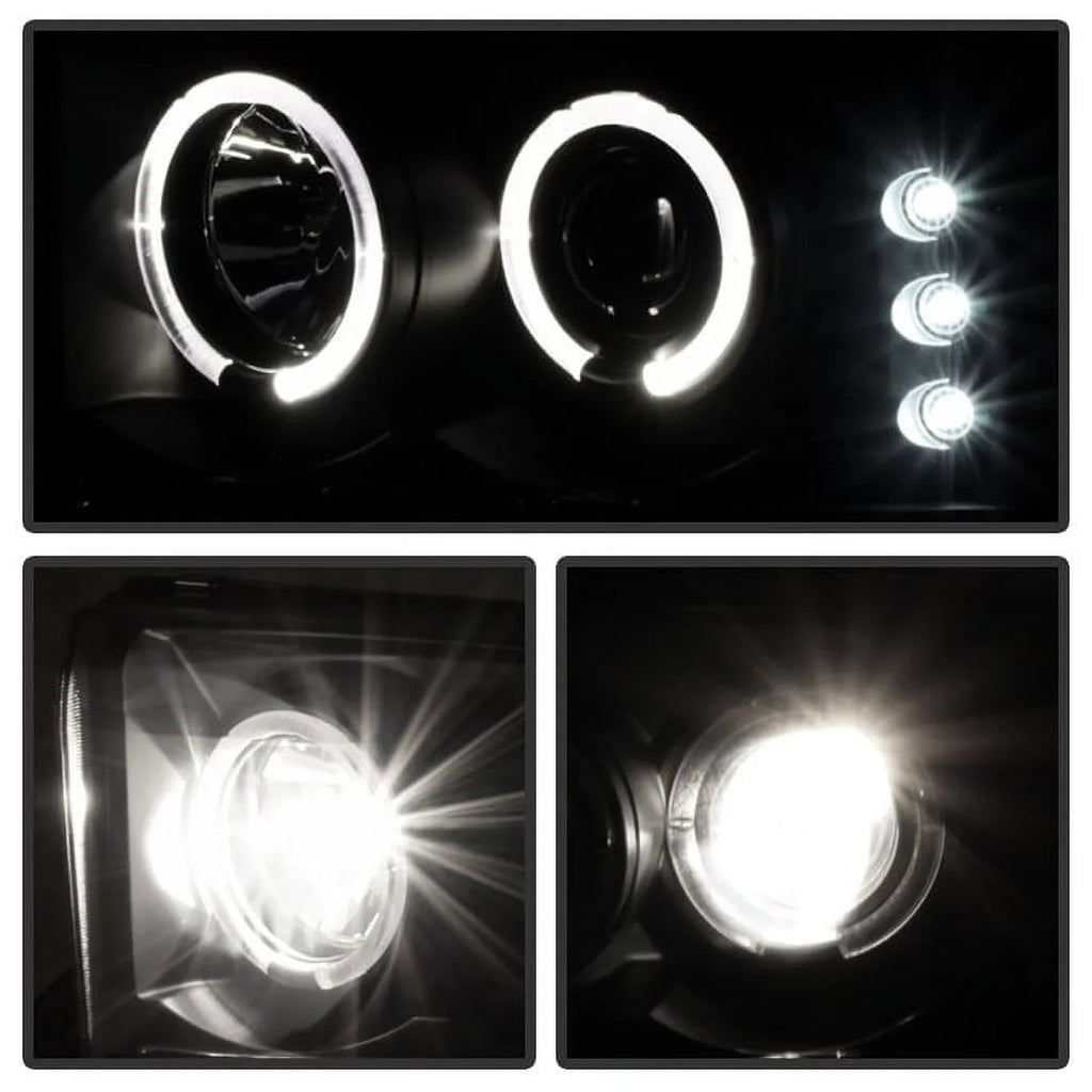 AKKON - For Black Smoked Ford 1999-2004 F250 F350 F450 F550 Superduty Dual Halo Projector LED Headlights + Tail Light Lamp