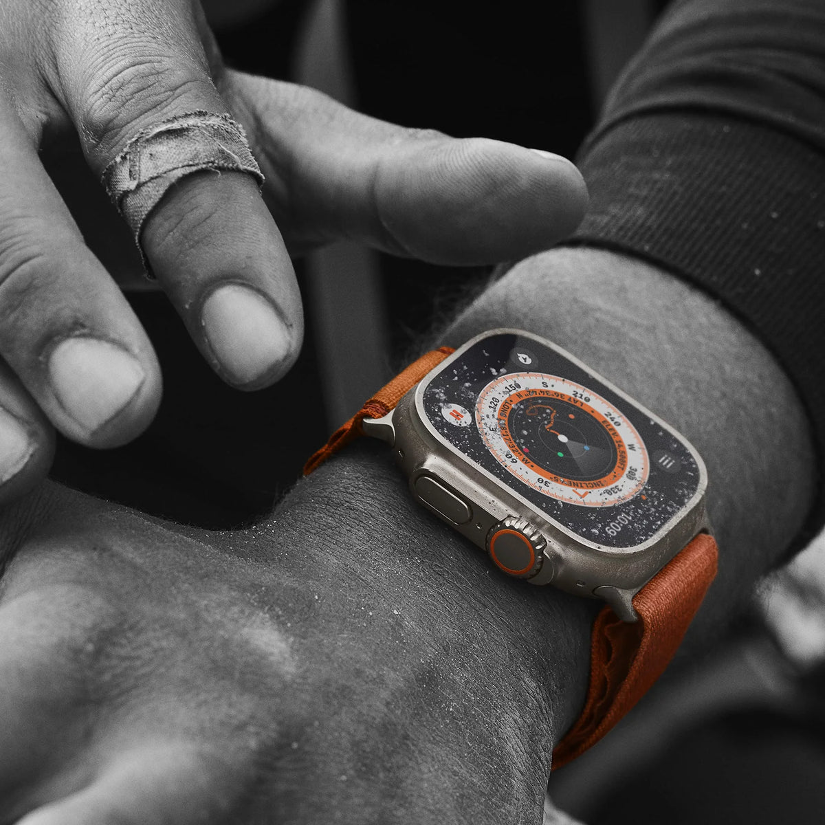 Watch Ultra - 49 mm - titanium - smart watch with Alpine Loop - textile - orange - band size: M - 32 GB - Wi-Fi, LTE, UWB, Bluetooth - 4G - 2.16 oz