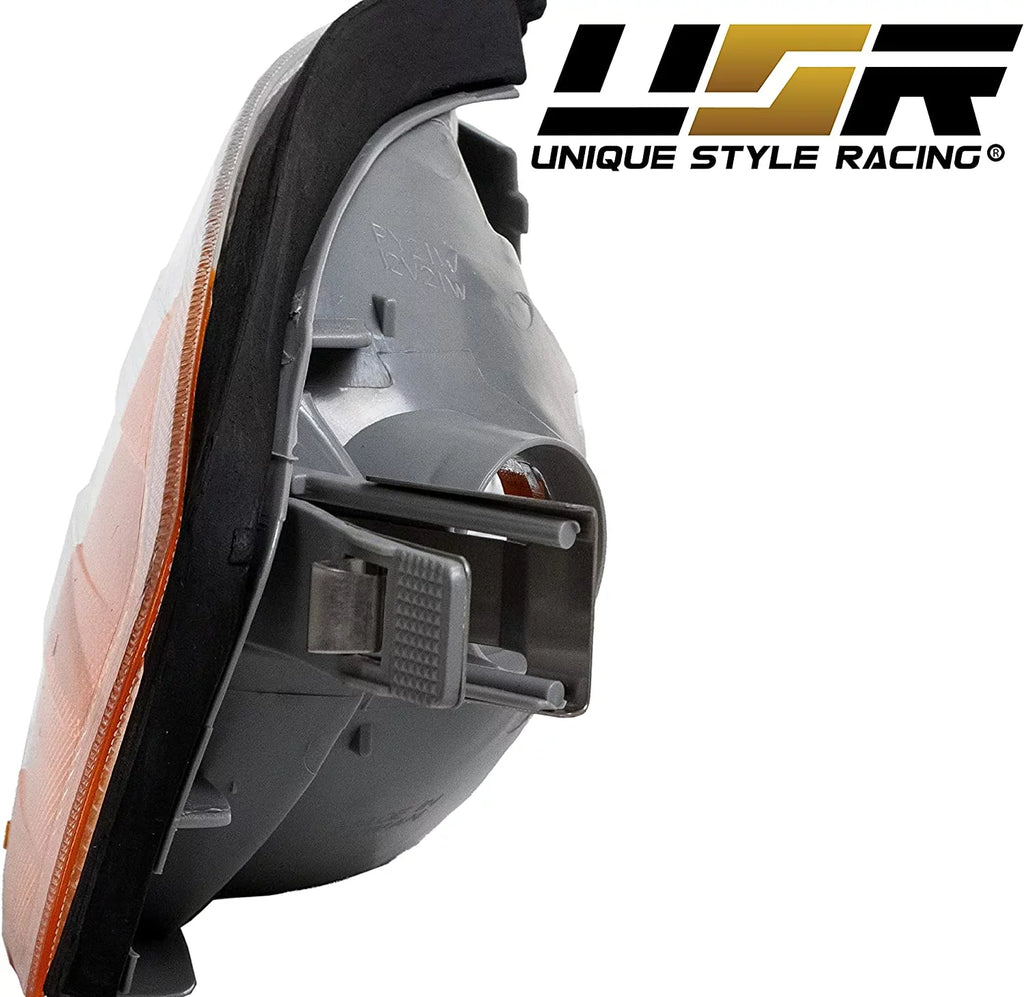 USR MBZ R129 Corner Lights - Replacement Amber / Clear Frost Lens Front Turn Signal Lamps Set (Left + Right) Compatible with 1990-2002 Mercedes Benz R129 Chassis SL Class Roadster