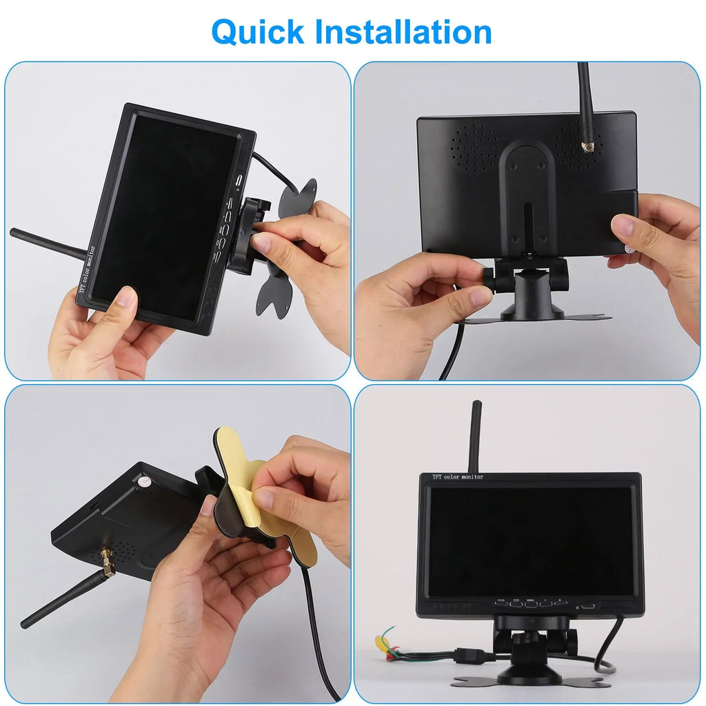 iMounTEK Wireless Backup Camera System Vehicle Rear View Monitor Kit IP67 Fluid Car Parking Reverse System with 7In Monitor Night Vision 2.4G Stable Signal for Car Trunk Van SUV
