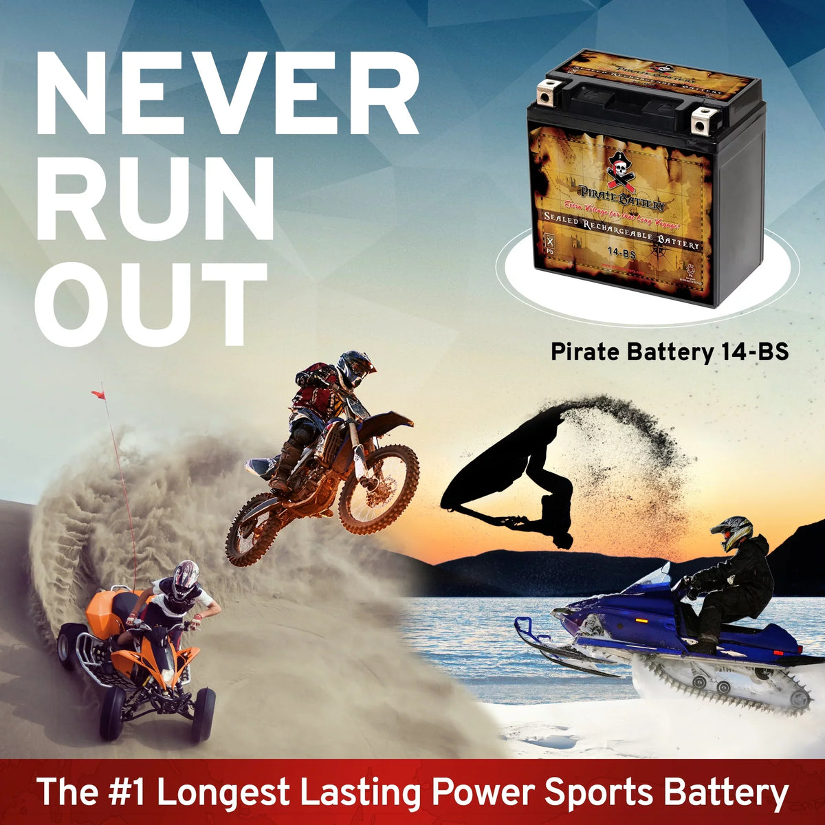 Pirate Battery YTX14-BS (14-BS 12 Volt,12 Ah, 200 CCA) Motorcycle Battery for Honda 1100cc Vt1100c, C3, T Shadow (spirit, Aero, A. C. E. Tourer) 2007