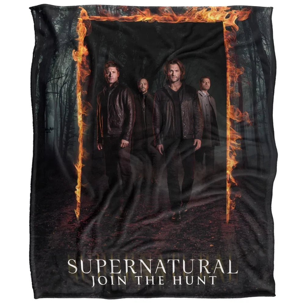 LOGOVISION Supernatural Blanket, 50*60inch, Fire Frame Silky Touch Sherpa Back Super Soft Throw Blanket