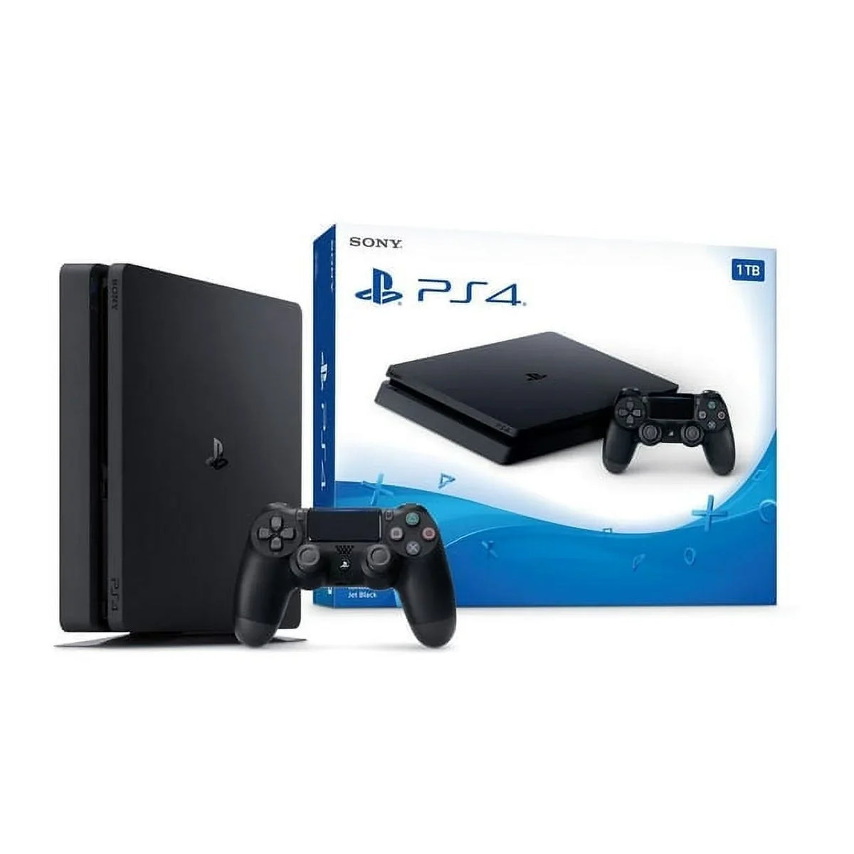 2215B PlayStation 4 Slim 1TB Gaming Console Black, Headset With BOLT AXTION Cleaning Kit Bundle Like New