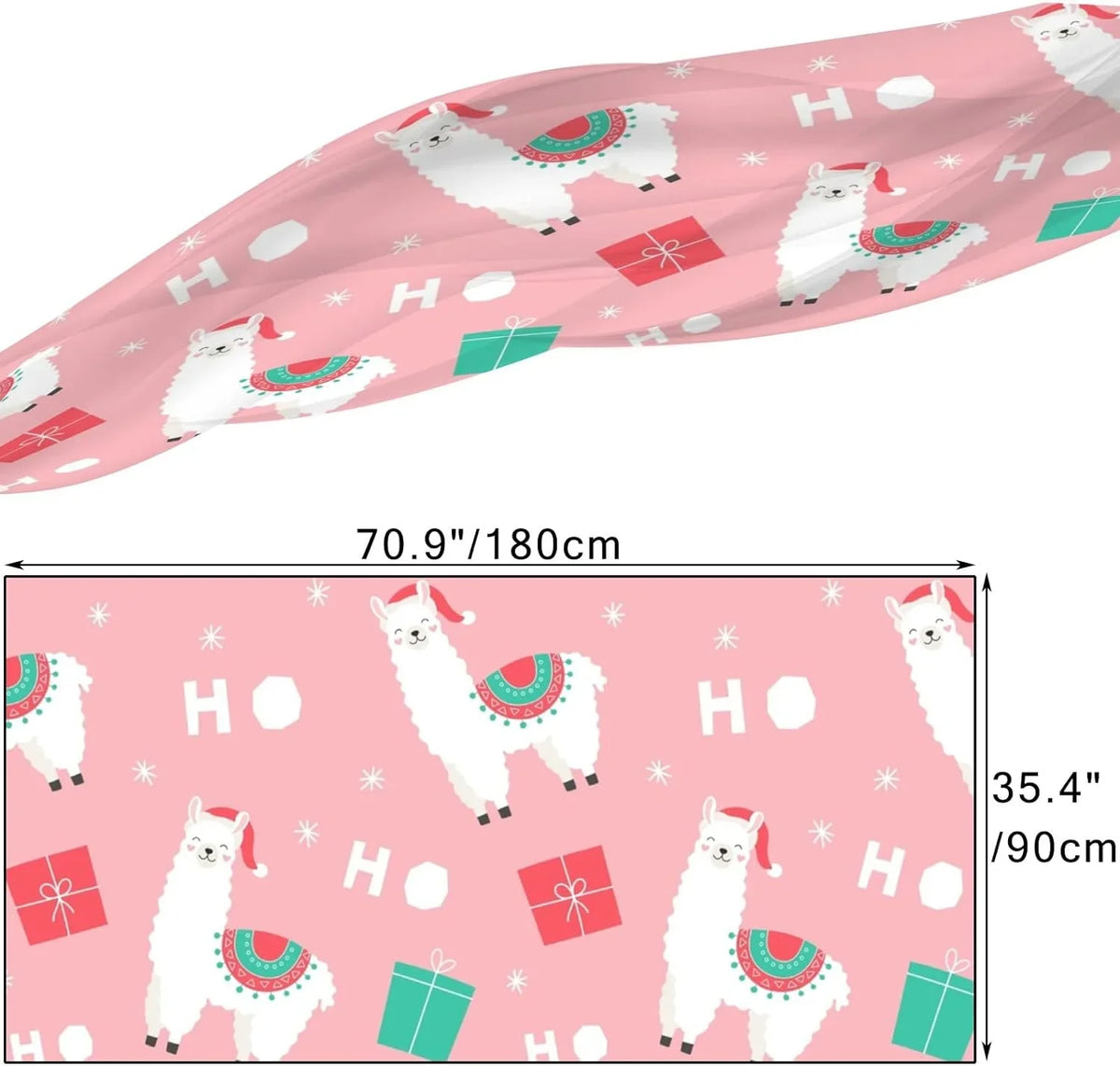 Hyjoy Christmas Llama Presents Long Silk Neck Scarf Lightweight Shawl Wrap Scarves for Women Girls