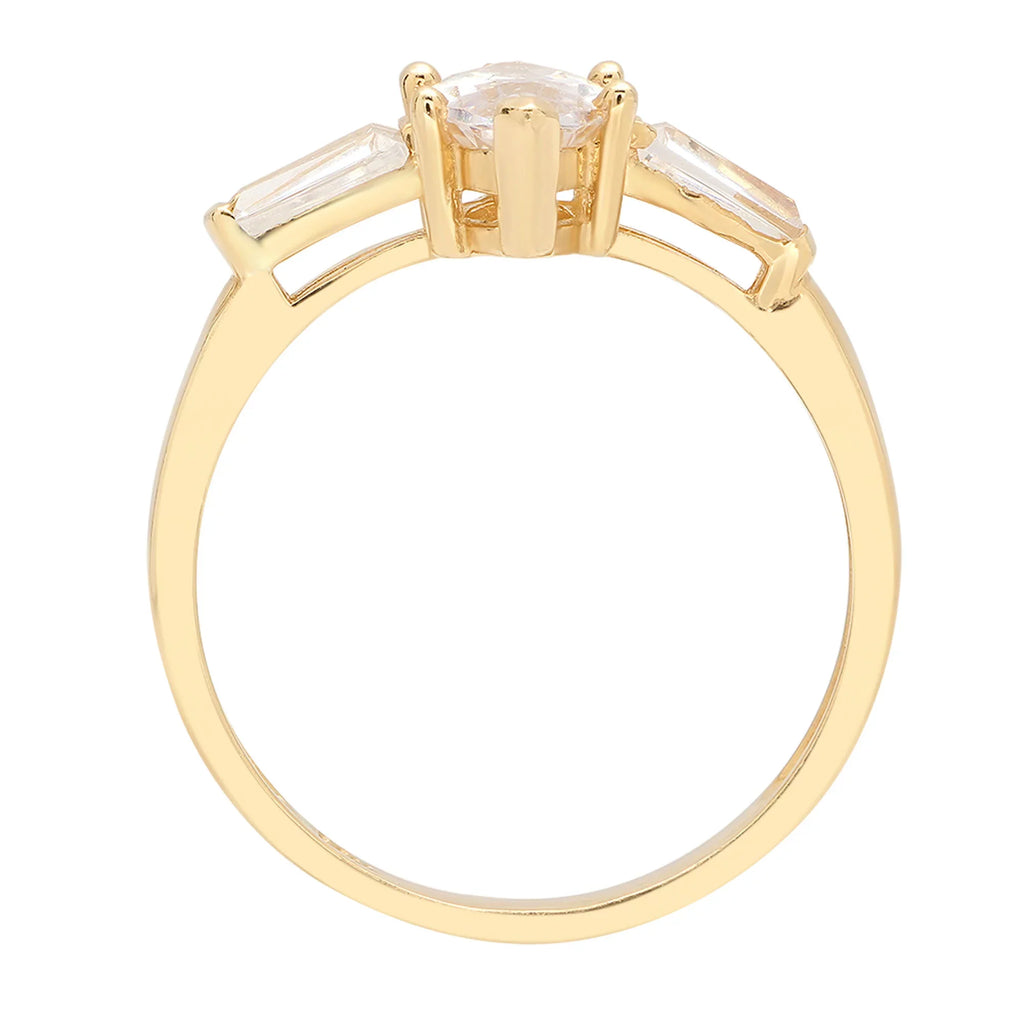 2.0 ct Brilliant Marquise Cut Simulated Diamond 14k Yellow Gold Three-Stone Ring SZ 10.5